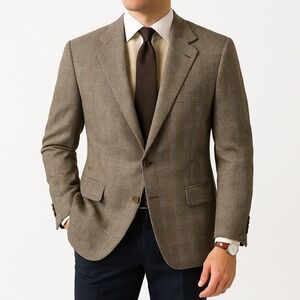 Mens Nordstrom Vtg Glen Plaid Blazer Sport Coat 39R Wool Blend Single Breasted